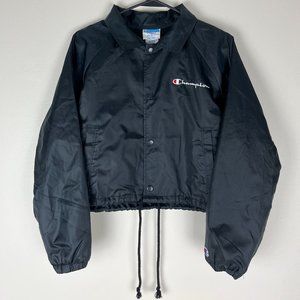 CHAMPION WOMEN'S XS BLACK TRACK CROP TOP BUTTON UP JACKET